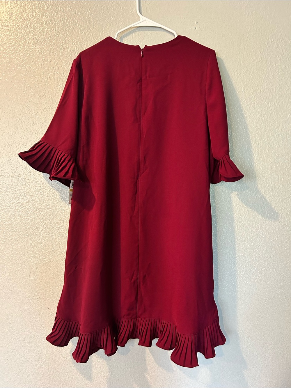 NWT Alfani Pleated Flounce Dress Berry Shimmer Sz 14 - Picture 3 of 8